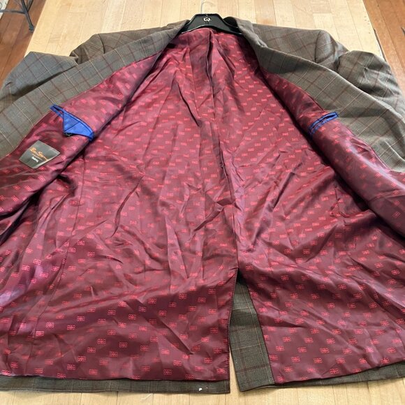 Ben Sherman Mens Bexley Plaid Check Autumn Blazer Jacket Size 46L Brown FA NWT - Picture 11 of 12
